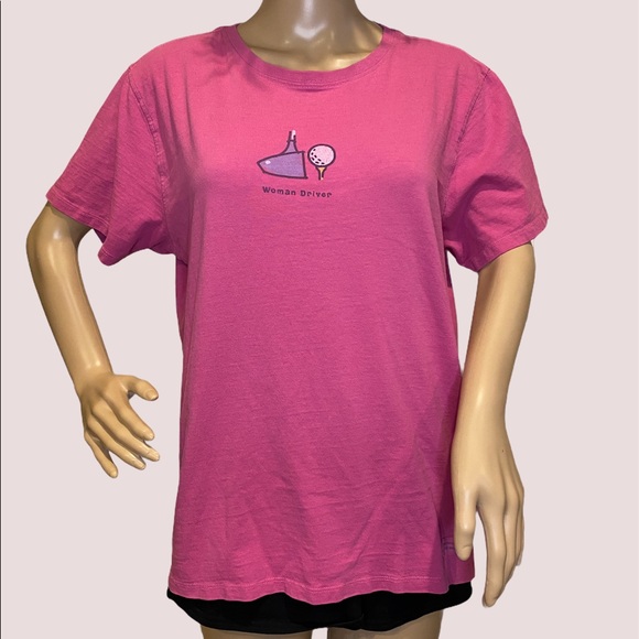 Life is Good Woman Driver (Golf) Relaxed Fit Tee Shirt T-Shirt Size Large VGC - Picture 1 of 5